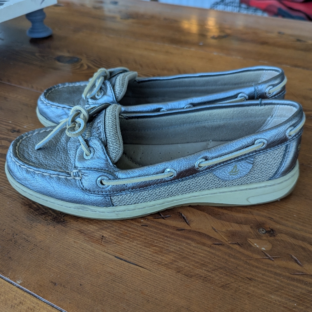 Sperry Angelfish Metallic Boat Shoes, Size 8.5M